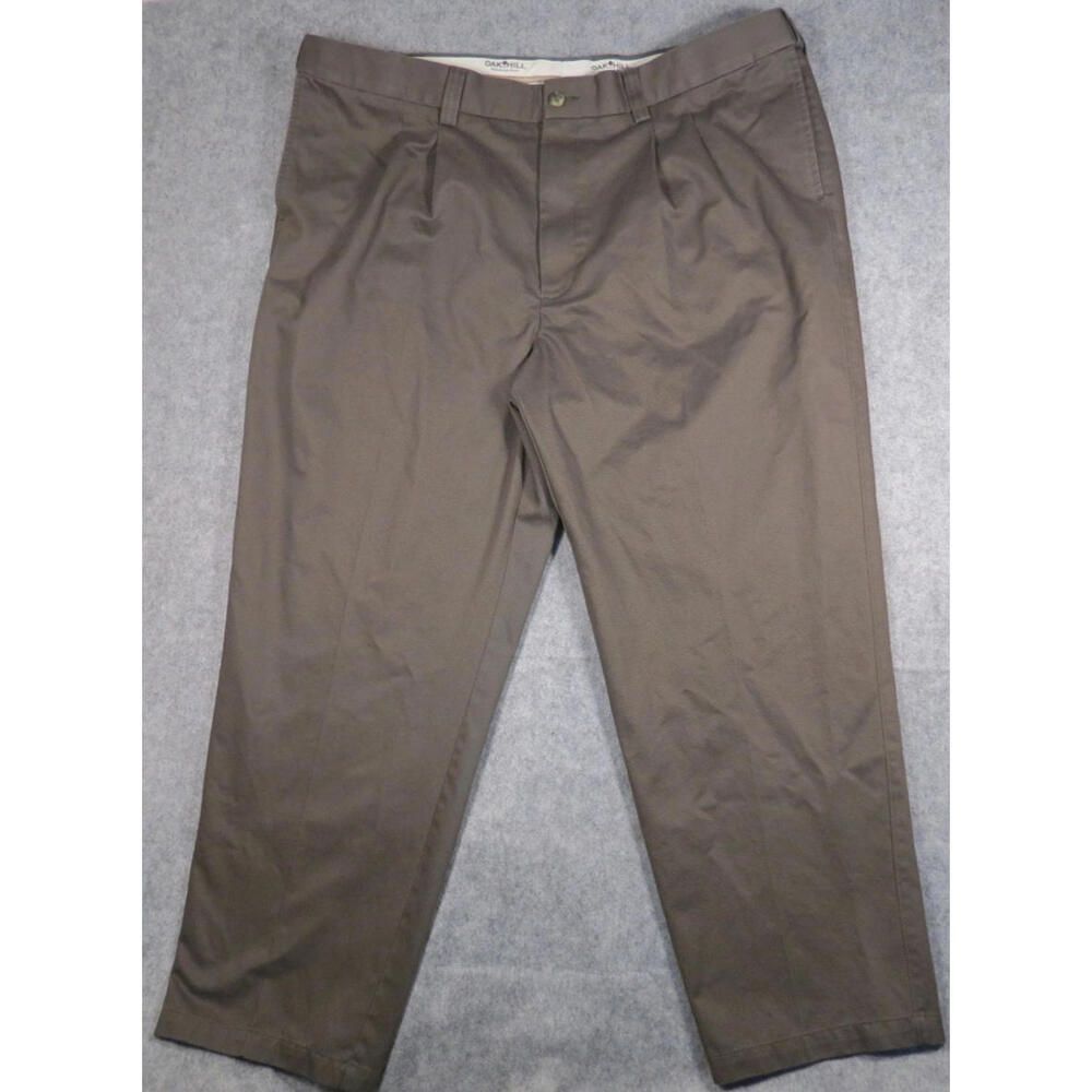 Oak Hill Premium Mens Brown Pleated Chino Dress Stretch Pants 46x30
